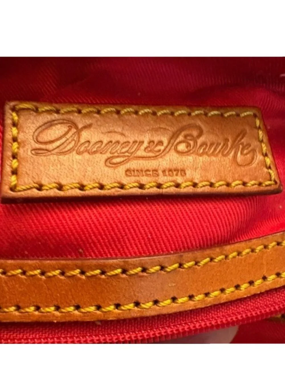 Dooney & Bourke Pebble Green Solid Satchel Top Handle Zip, Brown Trim Gold